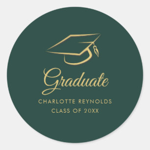 Sticker Rond Graduation 2025 Grad Casquette moderne