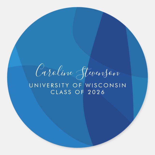 Sticker Rond Graduation Abstraite bleue personnalisée (Devant)