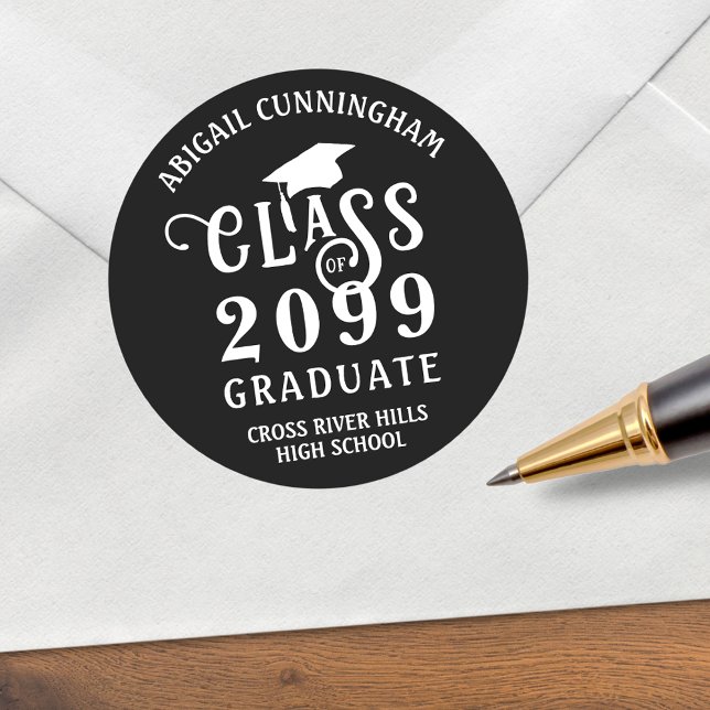 Sticker Rond Graduation Classe élégante Année Couleur personnal (Créateur téléchargé)