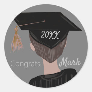 Sticker Rond Graduation College High School Graduate Guy
