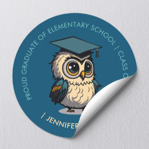 Sticker Rond Graduation des enfants de la chouette Retour À L