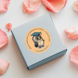 Sticker Rond Graduation des enfants de la chouette   Retour À L