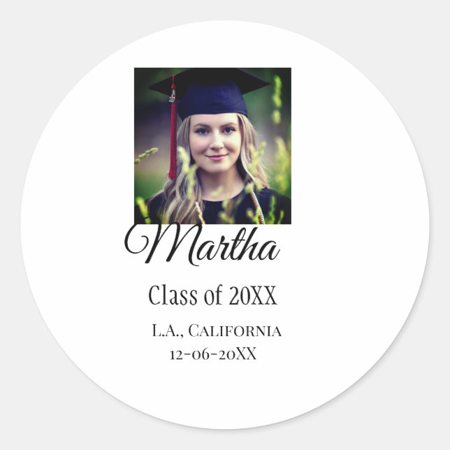 Sticker Rond Graduation fgrats ajouter nom photo ville date cla (Devant)
