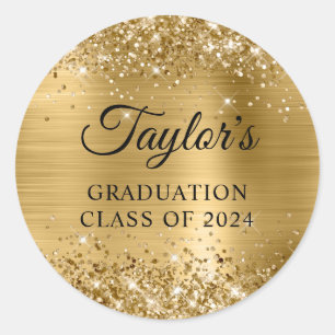 Sticker Rond Graduation Gold Foil Glittery