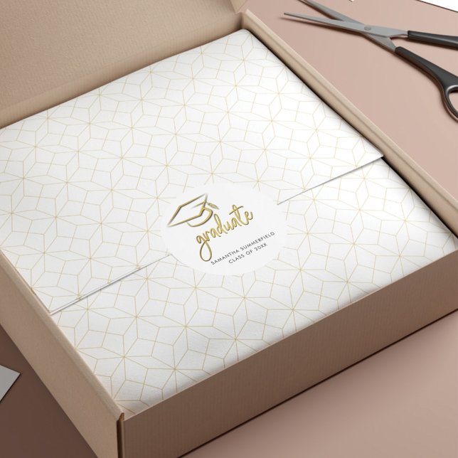 Sticker Rond Graduation Moderne Casquette d'huile or Tassel 202 (Créateur téléchargé)