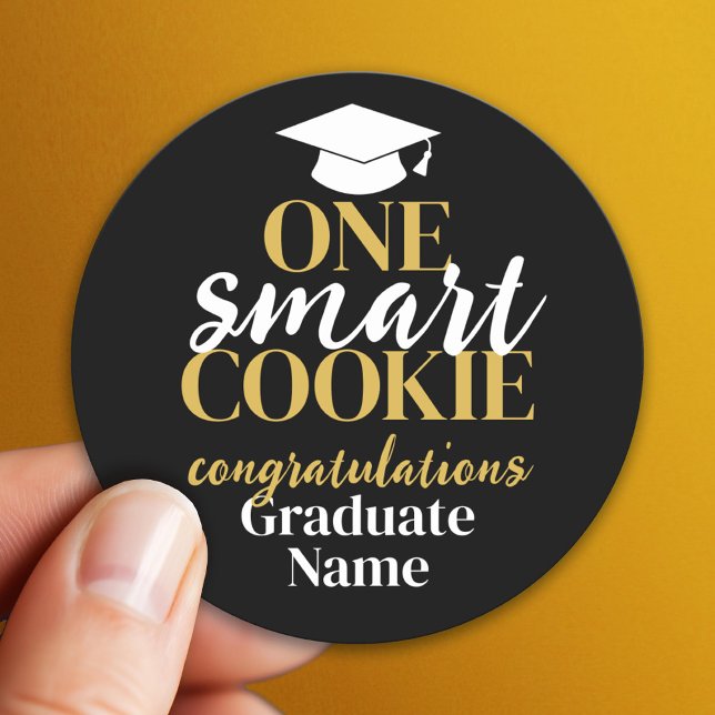 Sticker Rond Graduation moderne de l'or noir - Un Smart (Custom Sticker)