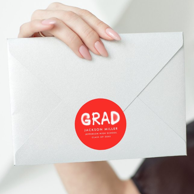 Sticker Rond Graduation moderne de peinture au Spray rouge (Créateur téléchargé)