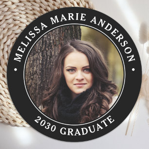 Sticker Rond Graduation moderne Photo personnalisée de l'étudia