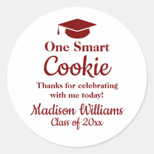 Sticker Rond Graduation One Smart Cookie To go Grad Treat Favor