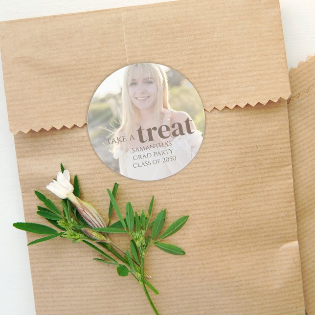 Sticker Rond Graduation Photo Party Treat Custom (Créateur téléchargé)