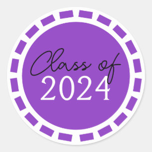 Sticker Rond Graduation Purple & White Filmstrip