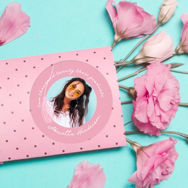 Sticker Rond Graduation rose moderne et rétro (Créateur téléchargé)