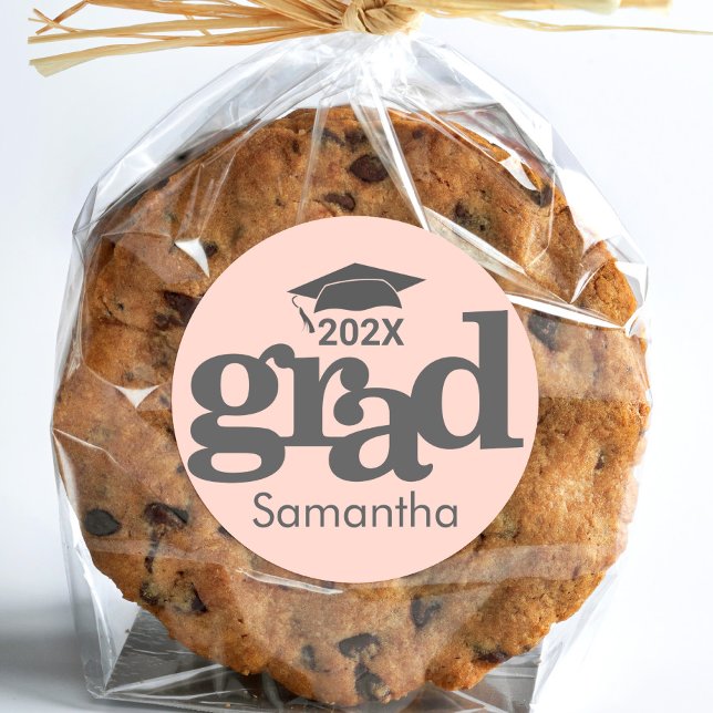 Sticker Rond Graduation rose pâle Gras Typographie moderne (Créateur téléchargé)