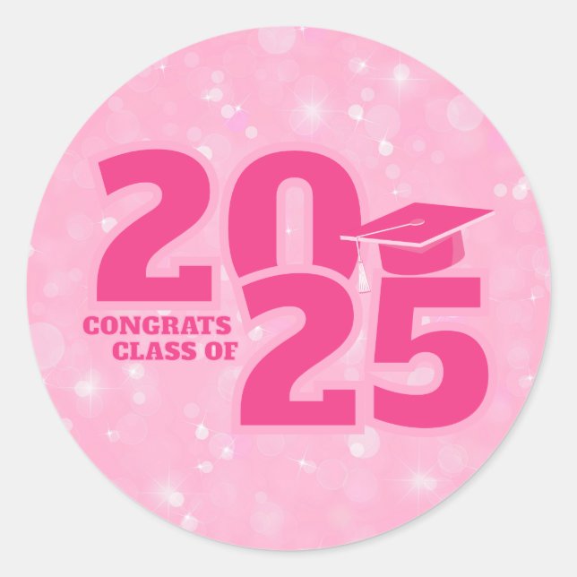 Sticker Rond Graduation tendance rose (Devant)