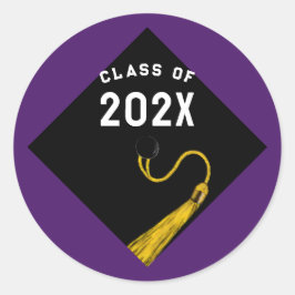 Sticker Rond Graduation violet