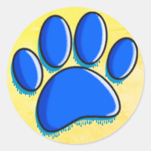 Sticker Rond Graffiti Art Chien Empreinte de patte