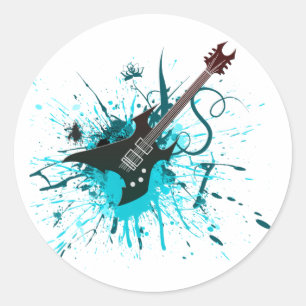 Sticker Rond Graffiti de guitare - Emo Rock Music Band Alternat
