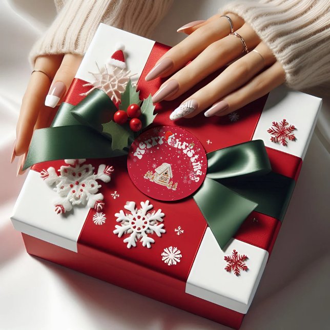 Sticker Rond Graffiti moderne Rouge Joyeux Noël (Créateur téléchargé)