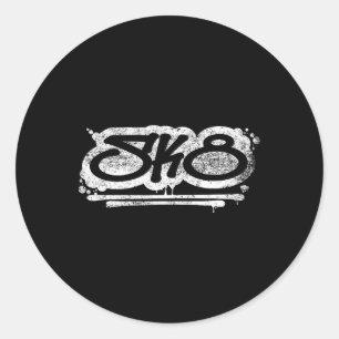 Sticker Rond Graffiti Sk8 en détresse pour skateur et skateboar
