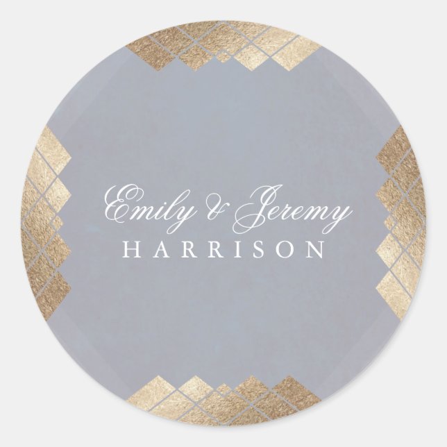 Sticker Rond Graisse géométrique Gris Gold Gatsby Mariage (Devant)