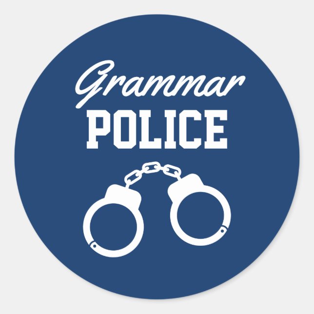 Sticker Rond Grammar Police drôle collant enseignant enseignant (Devant)