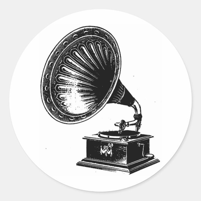 Sticker Rond Gramophone vintage (Devant)