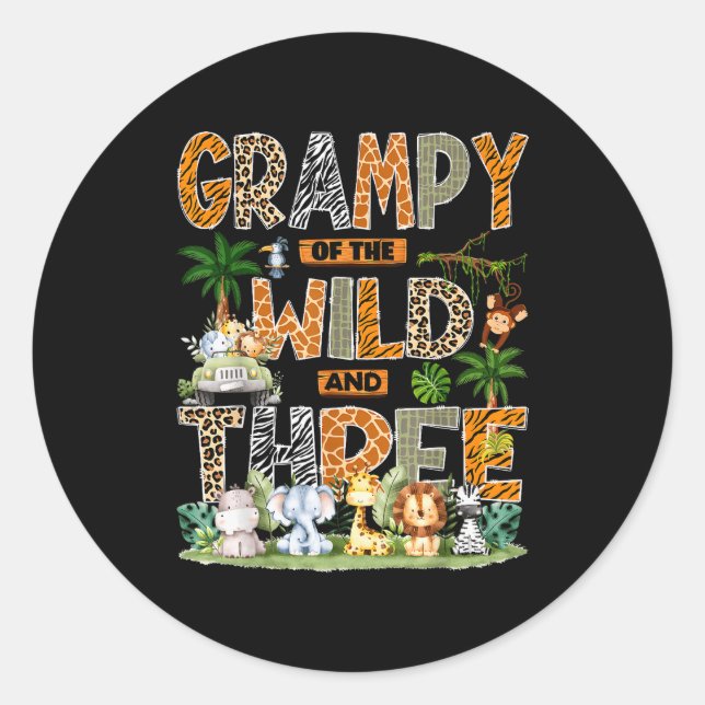 Sticker Rond Grampy Of The Wild &amp; Three Zoo 3rd Birthday Sa (Devant)