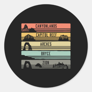 Sticker Rond Grand 5 Utah Parcs Nationaux Chemise Randonnée