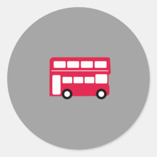 Sticker Rond Grand autobus rouge