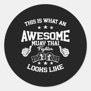 Sticker Rond Grand cadeau de combattant de Muay Thai Kickboxing