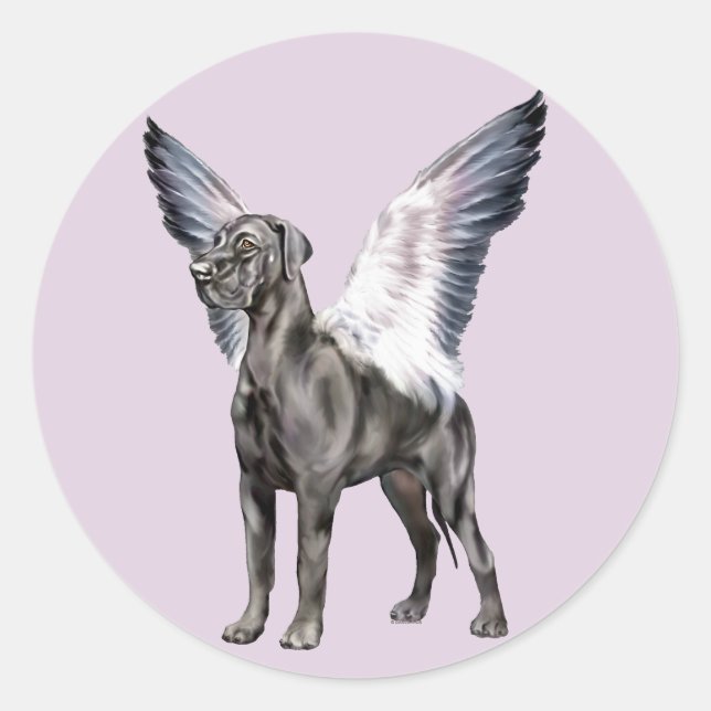 Sticker Rond Grand Dane Angel Noir (Devant)