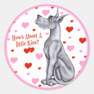 Sticker Rond Grand Dane Bleu Kiss