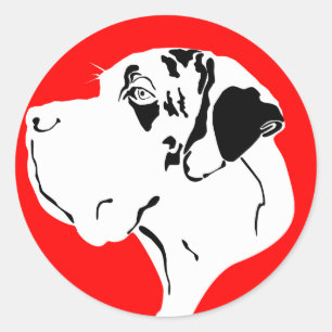 Sticker Rond Grand Danois Big Head merle