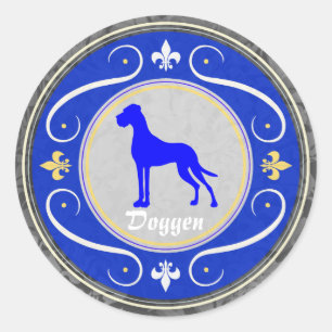 Sticker Rond Grand Danois bleu