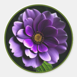 Sticker Rond Grand dessin artistique de rose violette magnifiqu