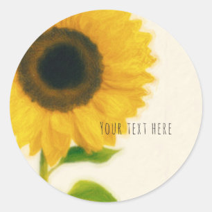Sticker Rond Grand Favori Chic Campagnard Rustique Tournesol Pe