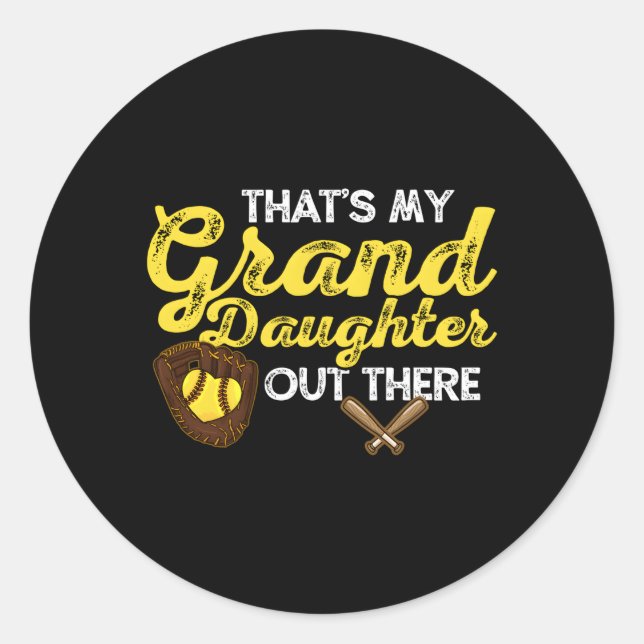 Sticker Rond Grand-fille de softball Grand-mère Grand-père (Devant)