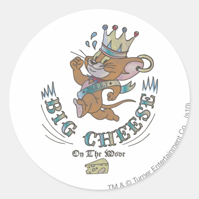 Sticker Rond Grand Fromage Jerry Sur La Lune 2 (Devant)