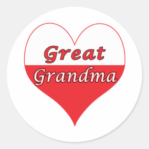 Sticker Rond Grand grand-mère Coeur polonais