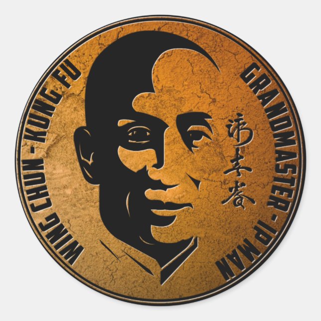 Sticker Rond Grand Maître Ip Man - Wing Chun Kung Fu (Devant)