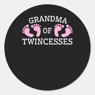 Sticker Rond Grand-maman des filles de jumelle de grand-maman