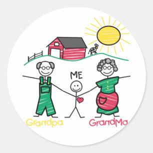 Sticker Rond Grand-maman et moi de grand-papa
