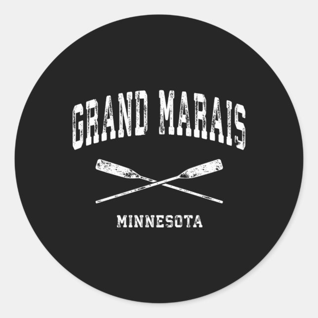 Sticker Rond Grand Marais Minnesota Nautical Crossing Oars (Devant)