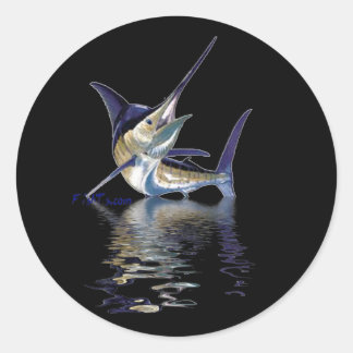 Sticker Rond Grand marlin avec réflexion dans l'eau