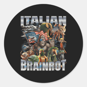 Sticker Rond Grand Mème Italien Brainrot 4 Juillet Drapeau Pied