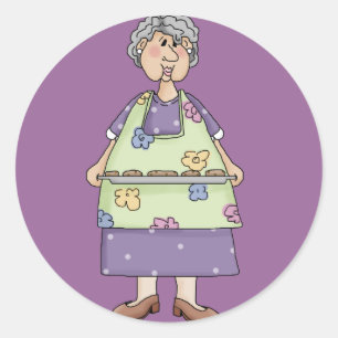 Sticker Rond Grand-mère avec Cookies Design