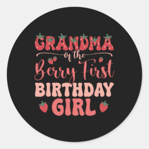 Sticker Rond Grand-Mère De L'Anniversaire Fille Berry Première
