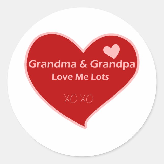 Sticker Rond Grand-mère et grand-père m'aiment (Devant)