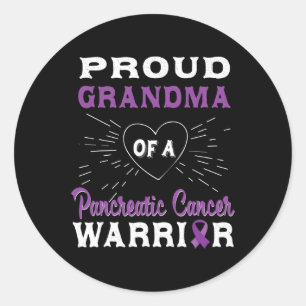 Sticker Rond Grand-Mère Fière D'Un Guerrier Du Cancer Pancréati
