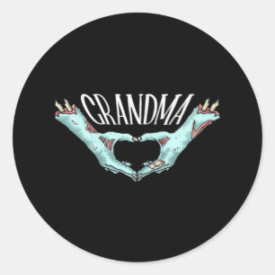 Sticker Rond Grand-mère Zombie Coeur main Halloween Costume fam